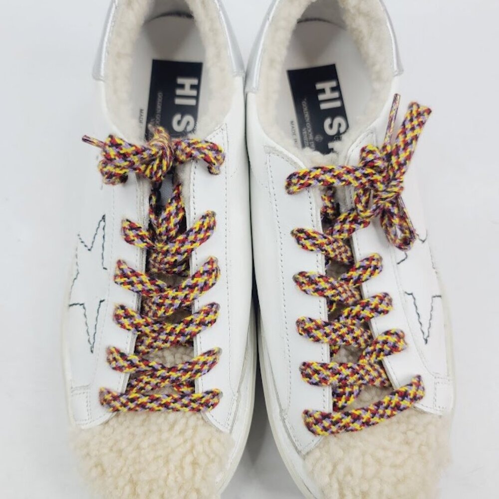 Golden Goose Women's White Silver Leather Fashion Sneaker Shoes Size 6 - Picture 3 of 7